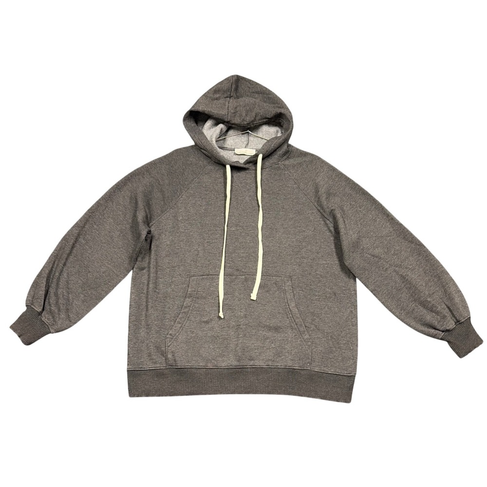 Zenana Hoodie Women Large Gray Pullover Pocket Raglan Fleece Casual Basic Cozy